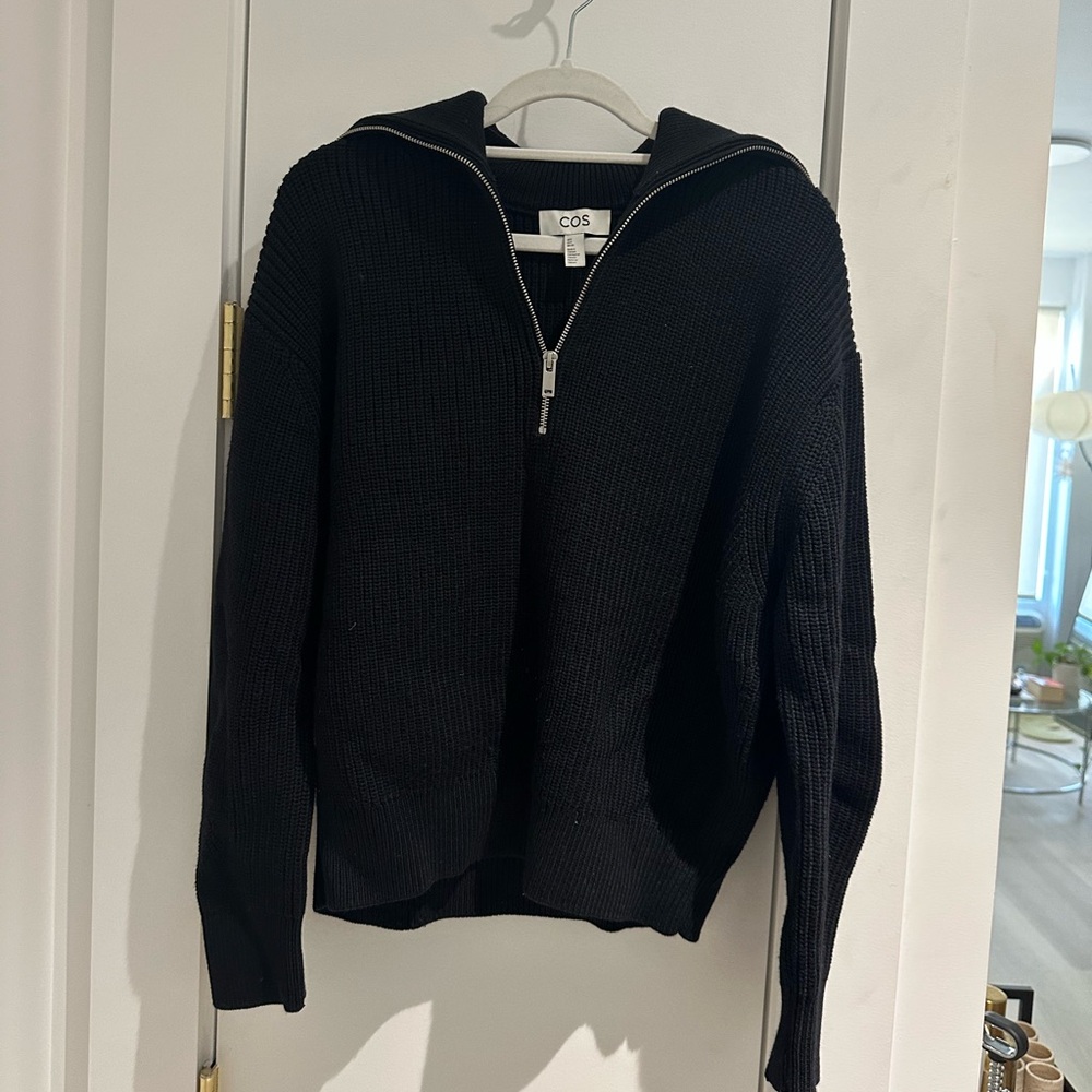 Cos WOOL AND COTTON HALF-ZIP SWEATER